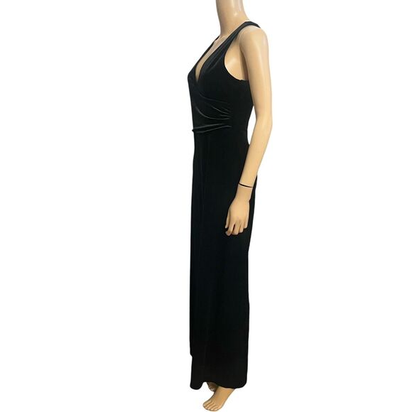 Banana Republic Velvet Jumpsuit Black Wide Leg Party Holiday Classic Ruched - Picture 4 of 10